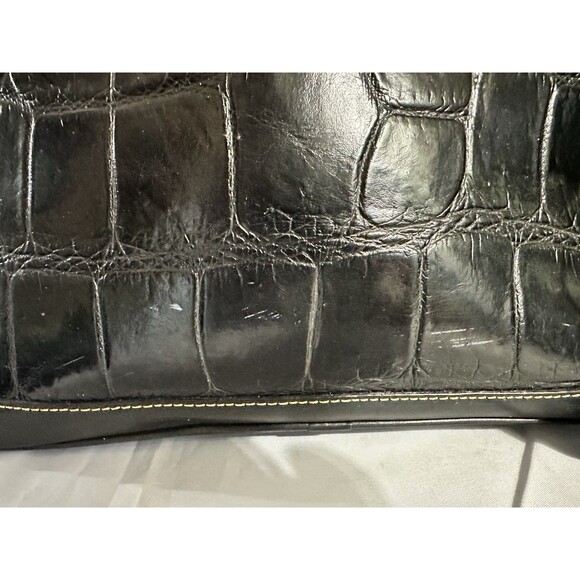 Dooney & Bourke Vintage Croco Embossed Black Leather Satchel Purse Tassels Large - Picture 7 of 16
